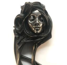 Art Nouveau Wall Plaque - Iron Finish, Belle Dame Sans Merci, Gothic Home Decor - thumbnail 1