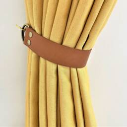 Leather Curtain Tie Back - Modern Window Treatment, Housewarming Gift - thumbnail 2
