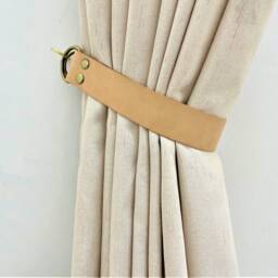 Leather Curtain Tie Back - Modern Window Treatment, Housewarming Gift - thumbnail 3