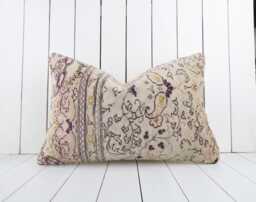 Vintage Turkish Kilim Pillow Cover 16x24, Handmade Anatolian Cushion - thumbnail 1