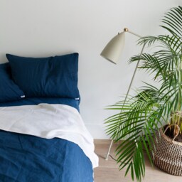 Pacific. Linen Bedding Set. Duvet Cover & 2 Linen Pillowcases. Navy, Blue. Us Twin/ Full/ Queen/ King, Au, Uk, Eu - thumbnail 2
