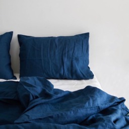 Pacific. Linen Bedding Set. Duvet Cover & 2 Linen Pillowcases. Navy, Blue. Us Twin/ Full/ Queen/ King, Au, Uk, Eu - thumbnail 1