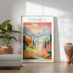 Yosemite Travel Print, Poster, National Park Wall Art, Landscape Art Gift, Vintage - thumbnail 3