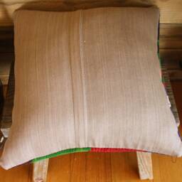 35cm Vintage Kilim Cushion Cover Handwoven - Zig Zag Vibrant Blue Green Red White 1 - thumbnail 4