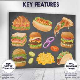 Watercolour Fast Food Collection Kitchen Illustration Canvas Wall Art Print Decor Picture Ready To Hang - thumbnail 1