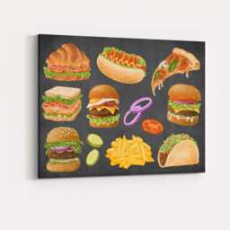 Watercolour Fast Food Collection Kitchen Illustration Canvas Wall Art Print Decor Picture Ready To Hang - thumbnail 4