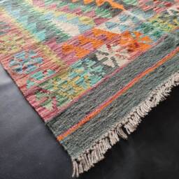 Kilim Rug Multicolour, Handmade Artisan Afghan Turkish Aztec Geometric Wool 141x98 cm - thumbnail 2