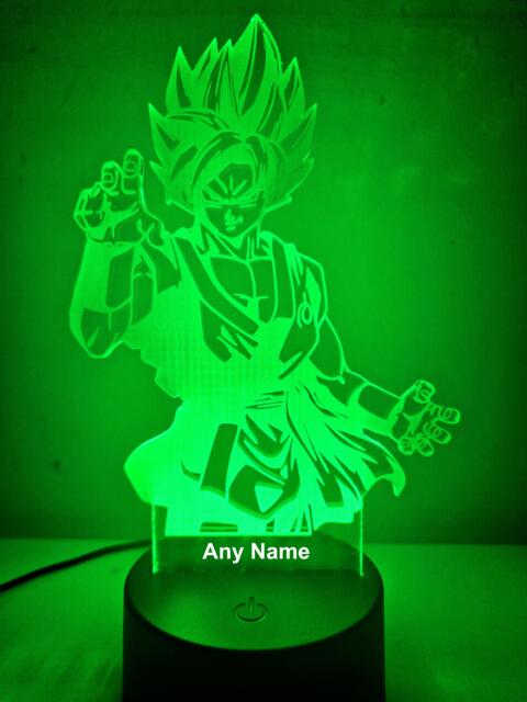 Personalised Dbz Goku Ss1 Night Light - Children's Kids Bedroom Led Birthday Gift Christmas - image 1