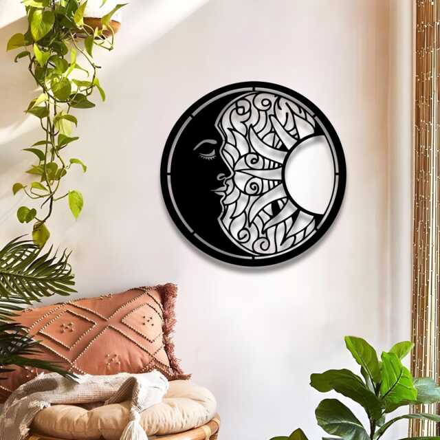Sun & Moon Metal Wall Art - Celestial Design, Outdoor Decor, Stunning Art, Unique Decor For Home Garden - image 1