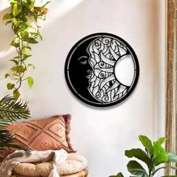 Sun & Moon Metal Wall Art - Celestial Design, Outdoor Decor, Stunning Art, Unique Decor For Home Garden - thumbnail 1