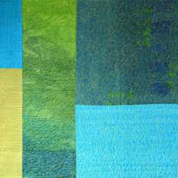 Modern Quilted Silk Wall Hanging Ocean Color Tapestry Art - thumbnail 2