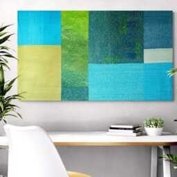 Modern Quilted Silk Wall Hanging Ocean Color Tapestry Art - thumbnail 3