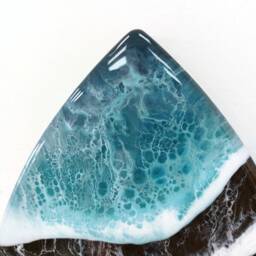 Surfboard Clock With Ocean Waves Beachy Room Decor Wall Art Turquoise Sea Resin Gift - thumbnail 3