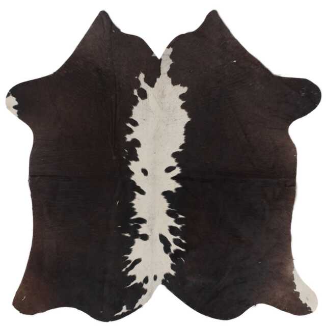 Authentic Medium Dark Brown & White Cowhide Rug - Luxurious Hair-On Leather For Sophisticated Spaces - 45x47 Inches - image 1