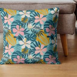 Outdoor Pillows - Weatherproof Garden Cushions Tropical Hawaiian Aqua Blue Pink Hibiscus Floral Decorative Waterproof Home Decor - thumbnail 3