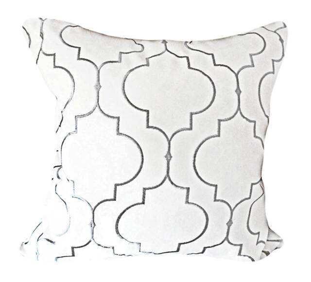 Grey Moroccan Embroidered Pillow Cover Modern Accent - image 1
