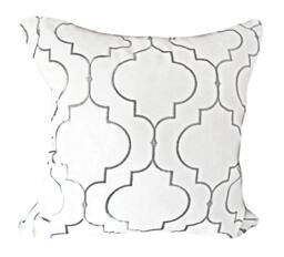 Grey Moroccan Embroidered Pillow Cover Modern Accent - thumbnail 1