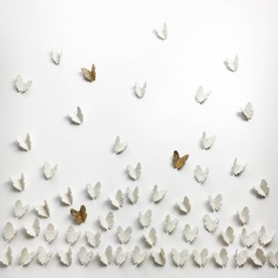 3D Butterfly Wall Art White & Gold Handmade Porcelain, Metal Wire Extra Large Set - 60 - thumbnail 1