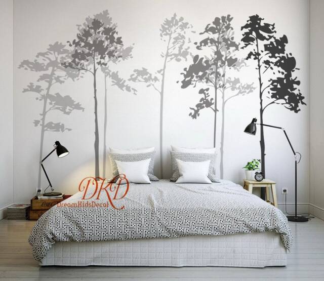 Pine Tree Wall Decals Stickers - Fir Forest Silhouette Wall Decor, Forest Mural Effect Decal, Nursery Decor - image 1
