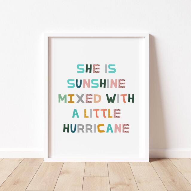 Sunshine Hurricane Girl Print - Playroom Nursery Wall Art - image 1