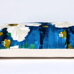 Blue Floral Pillow Cover, Harlequin Fabric Lumbar - thumbnail 4