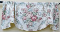 Mill Creek Rose Floral Pattern - Window Valance/Lined & Corded Rod Pocket Scallop Valance/ Shabby Chic - thumbnail 1