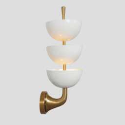Mid-Century Modern Brass & White Wall Sconce - Tiered Lighting Fixture - thumbnail 3