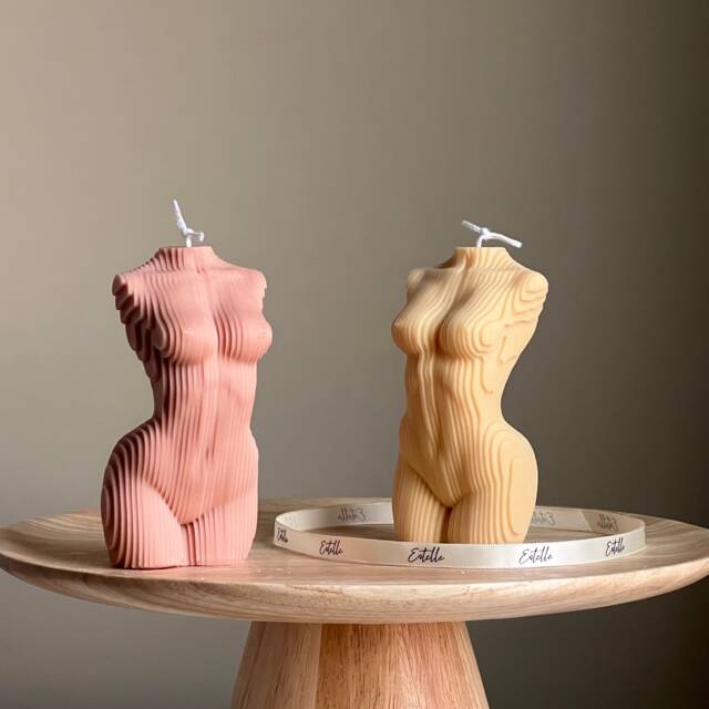 Geometric Woman Torso Candle Handmade Vegan Soy Wax Sculpture - image 1