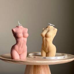 Geometric Woman Torso Candle Handmade Vegan Soy Wax Sculpture - thumbnail 1