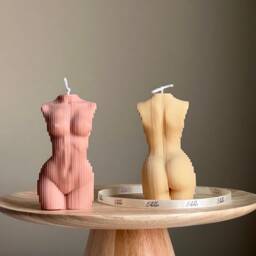 Geometric Woman Torso Candle Handmade Vegan Soy Wax Sculpture - thumbnail 2