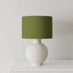 Velvet Lampshade - Olive Green With White Lining, Handmade Lampshades, Table Lamp Shade - thumbnail 2