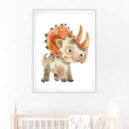 Triceratops Dinosaur Art Print Kids Room Decor - thumbnail 3