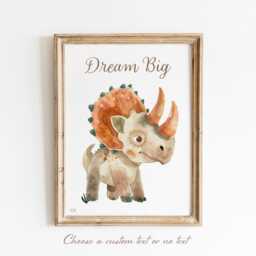 Triceratops Dinosaur Art Print Kids Room Decor - thumbnail 2
