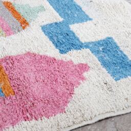 Handmade Wool Moroccan Rug Abstract Multicolored Boujad Carpet - thumbnail 4