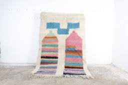 Handmade Wool Moroccan Rug Abstract Multicolored Boujad Carpet - thumbnail 1