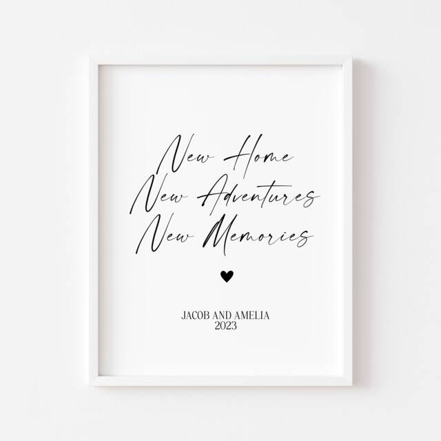 Personalised Couples New Home Print Adventures & Memories Unframed Wall Art Poster Print - image 1