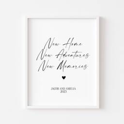 Personalised Couples New Home Print Adventures & Memories Unframed Wall Art Poster Print - thumbnail 1