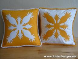Hawaiian Quilt Pillow Covers - Golden Yellow Pineapple - thumbnail 1