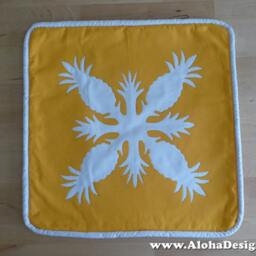 Hawaiian Quilt Pillow Covers - Golden Yellow Pineapple - thumbnail 2