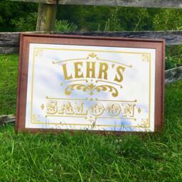 Personalized Saloon Mirror, Large Custom Gold Lettering Antique Decor - thumbnail 2