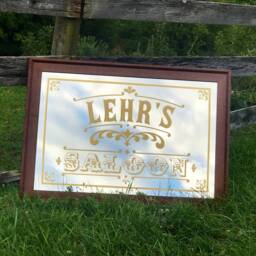 Personalized Saloon Mirror, Large Custom Gold Lettering Antique Decor - thumbnail 3