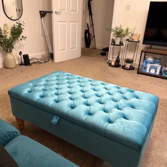Smartstash Handmade Chesterfield Storage Ottoman Box Footstool Coffee Table in High Qualtity Plush Fabric - image 1