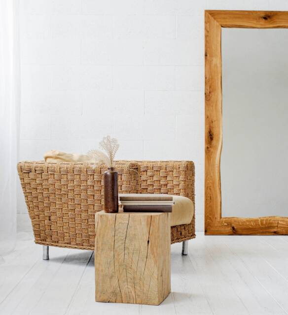 Bespoke Solid Oak Cube Block Up To 33x33cm, Bedside Coffee Side Drink Lamp Table Rustic Wood Slab, Nightstand Industrial Beam Huge Large - image 1