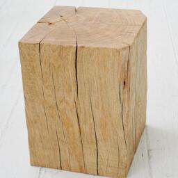 Bespoke Solid Oak Cube Block Up To 33x33cm, Bedside Coffee Side Drink Lamp Table Rustic Wood Slab, Nightstand Industrial Beam Huge Large - thumbnail 2