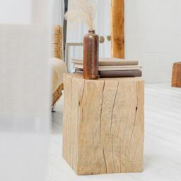 Bespoke Solid Oak Cube Block Up To 33x33cm, Bedside Coffee Side Drink Lamp Table Rustic Wood Slab, Nightstand Industrial Beam Huge Large - thumbnail 3