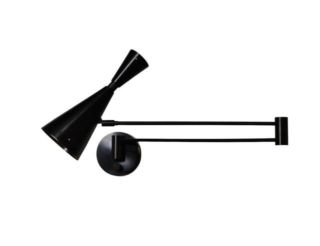 Mid Century Wall Sconce Lelo 2 Light Lamp Black , Handmade Brass Stilnovo Inspired Modern Bedside Reading - image 1