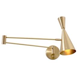 Mid Century Wall Sconce Lelo 2 Light Lamp Black , Handmade Brass Stilnovo Inspired Modern Bedside Reading - thumbnail 3