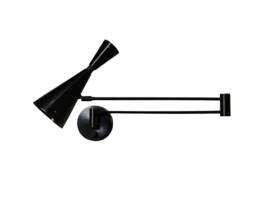 Mid Century Wall Sconce Lelo 2 Light Lamp Black , Handmade Brass Stilnovo Inspired Modern Bedside Reading - thumbnail 1