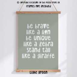 Be Brave Like A Lion Print -- Safari Nursery Print, Bedroom Jungle Decor, Unframed - thumbnail 2