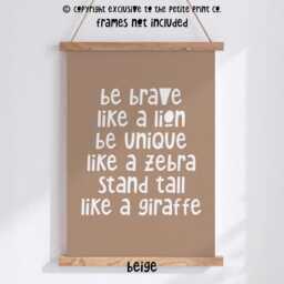 Be Brave Like A Lion Print -- Safari Nursery Print, Bedroom Jungle Decor, Unframed - thumbnail 3